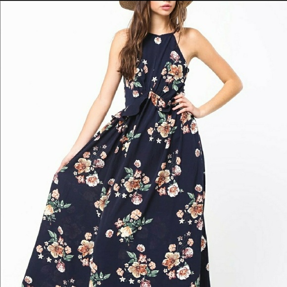 Last One! Size S! Navy Floral Maxi Dress - Picture 3 of 6
